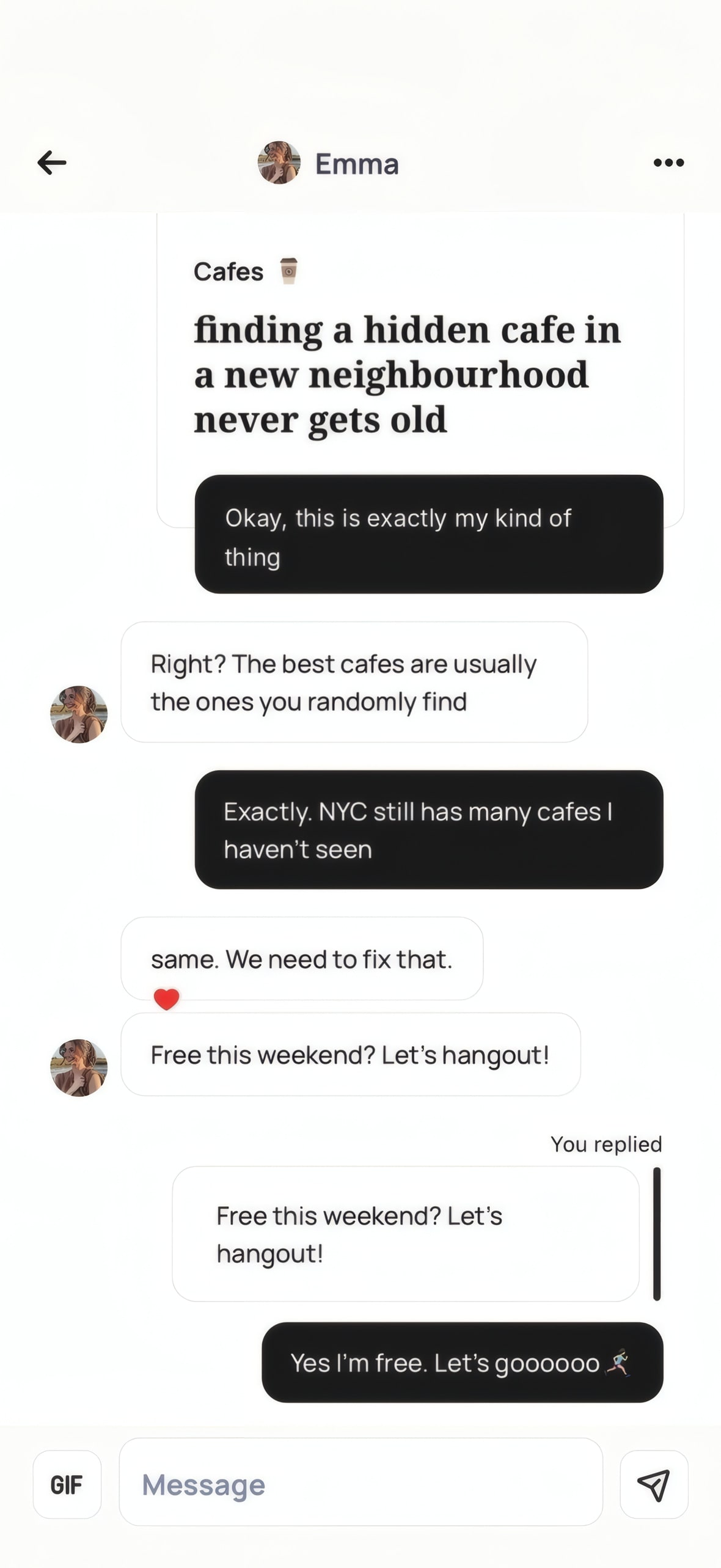 Maya and Emma’s chat